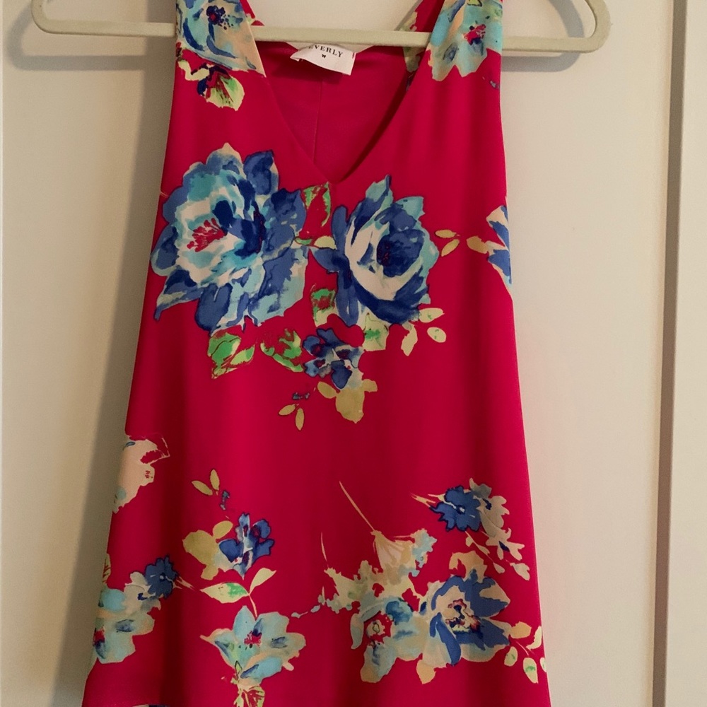Pink Tank with Floral Details